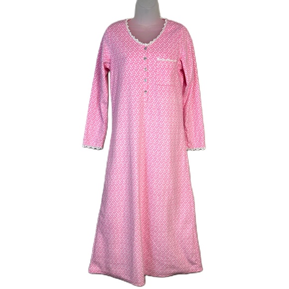 Eileen West Other - Eileen‎ West Nightgown Size XS Long Sleeve Fleece Pink Lace Cottagecore Modest
